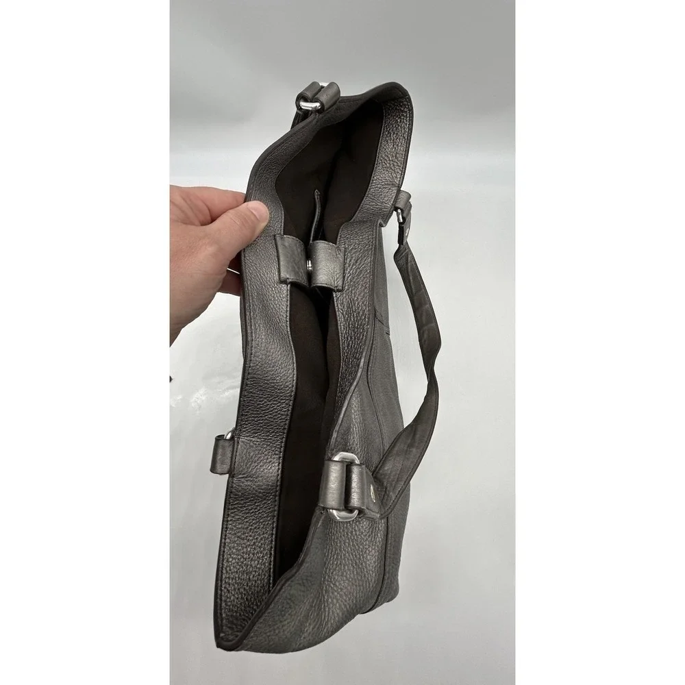 Lauren Ralph Lauren Silver Pebbled Leather 1967‎ Hobo Bag Cargo Pockets Designer